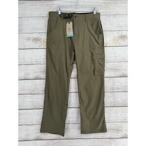 prAna Stretch Zion Pant II Mens 32x30 Slate Green Relaxed Fit Straight Leg NEW